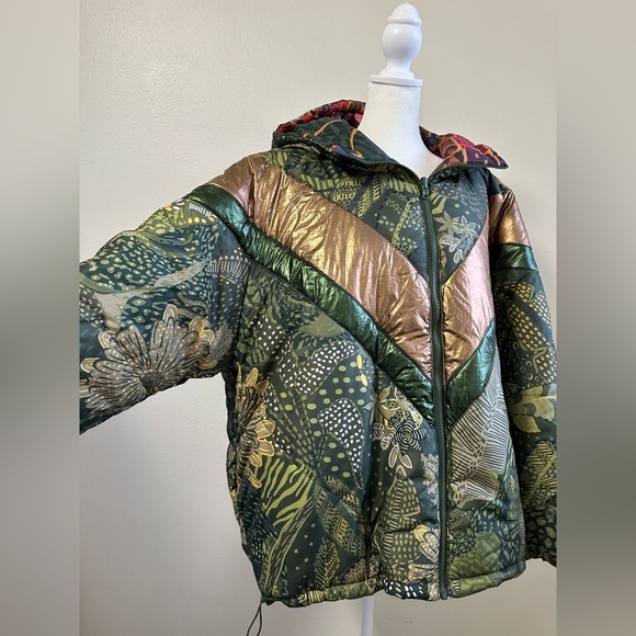 Farm Rio Cool Leopard Print Reversible Puffer Jacket Size XL - Picture 3 of 11